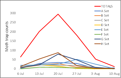 Western bean cutworm moth trap counts